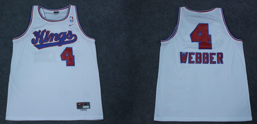  NBA Sacramento Kings 4 Chirs Webber Throwback White Jersey